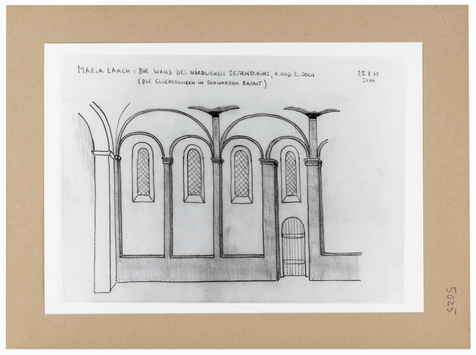 Vorschaubild Maria Laach: Abteikirche, Wand des nördlichen Seitenschiffs, Skizze von Wolfgang Schöne 1965